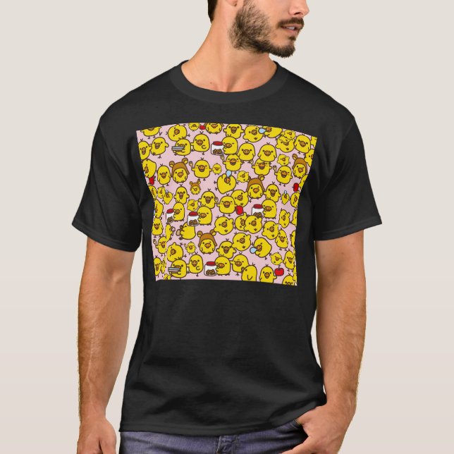 Cute Kiiroitori Mönster T Shirt (Framsida)