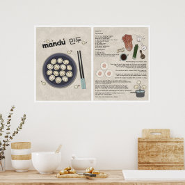 Cute Kimchi Dumpling Recipe Koreas Food Poster