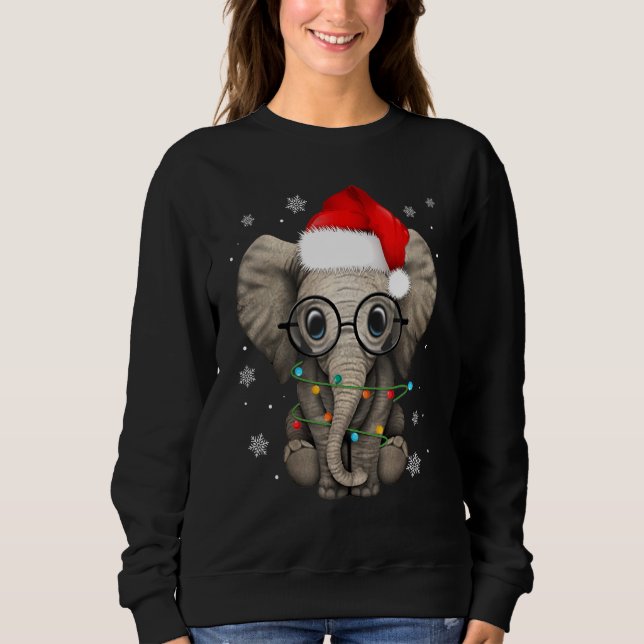 Cute Kind Elephant jul Light Santa Hat Eleph T Shirt (Framsida)