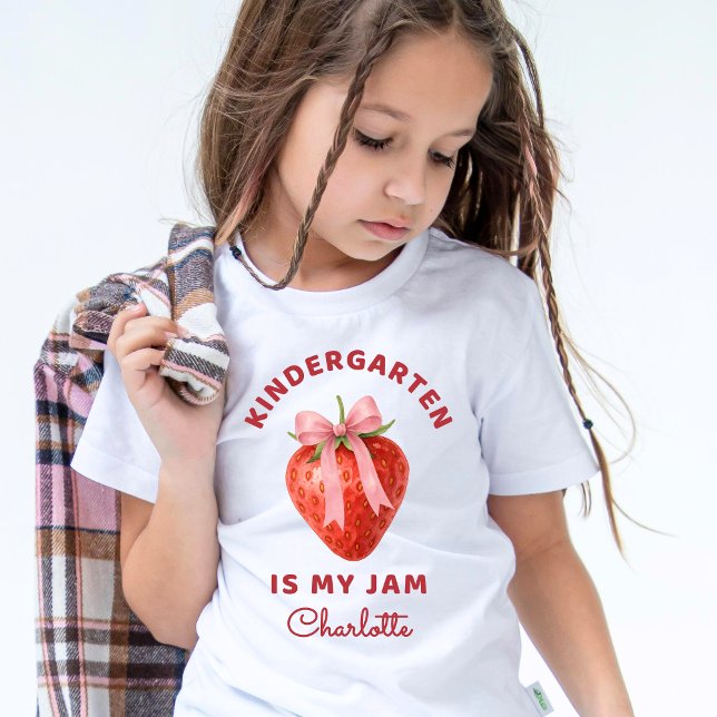 Cute Kindergarten är mina sylt Back to school Kids T Shirt (Cute Strawberry Coquette Back to School Kindergarten tshirt)