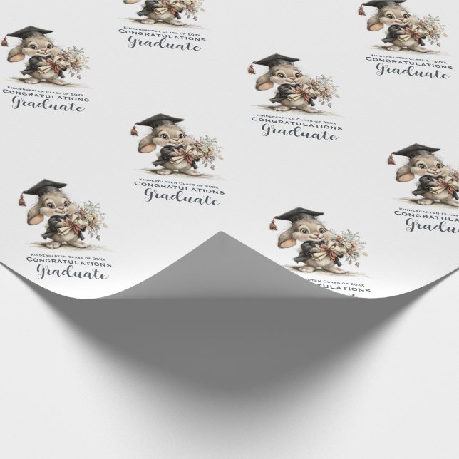  Cute Kindergarten Graduation Bunny Design Presentpapper (Hörn)