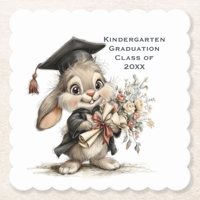  Cute Kindergarten Graduation Bunny Design Underlägg Papper (Framsida)