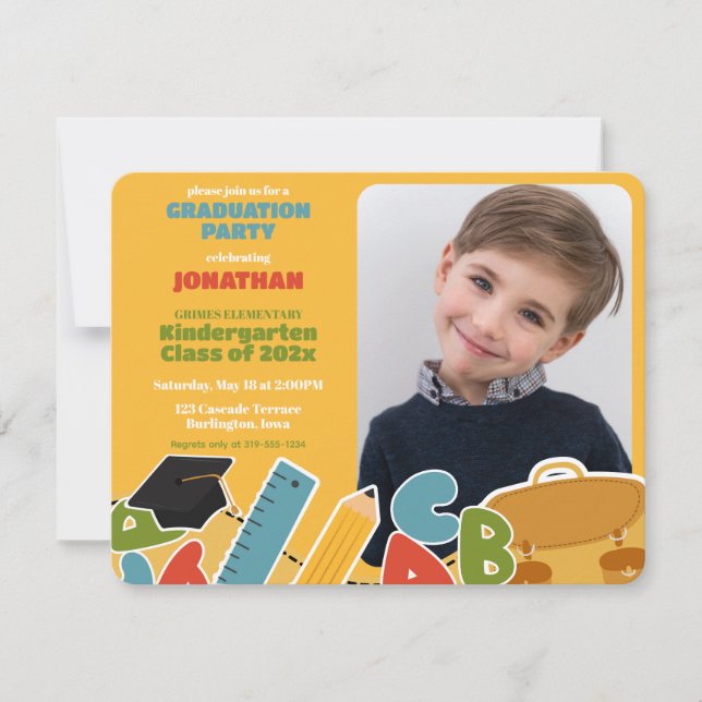 Cute Kindergarten-Studentfest-inbjudan Anteckningskort (Framsida)