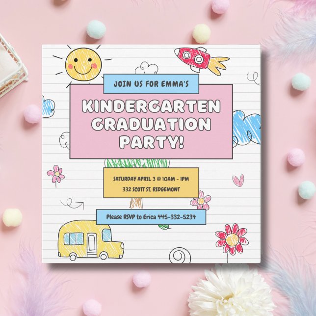 Cute Kindergarten-Studentfest-inbjudan Inbjudningar (Skapare uppladdad)