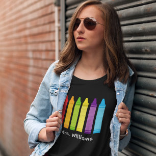 Cute Kindergarten Teacher Crayon Personlig T Shirt