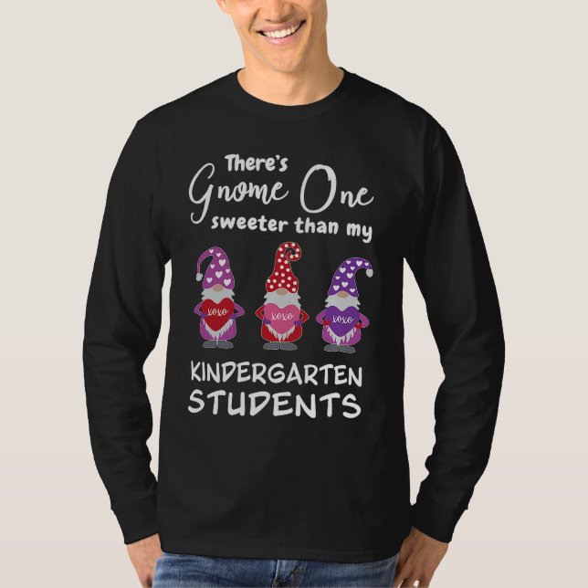 Cute Kindergarten Teacher Valentine's Day Gnomes T Shirt (Framsida)