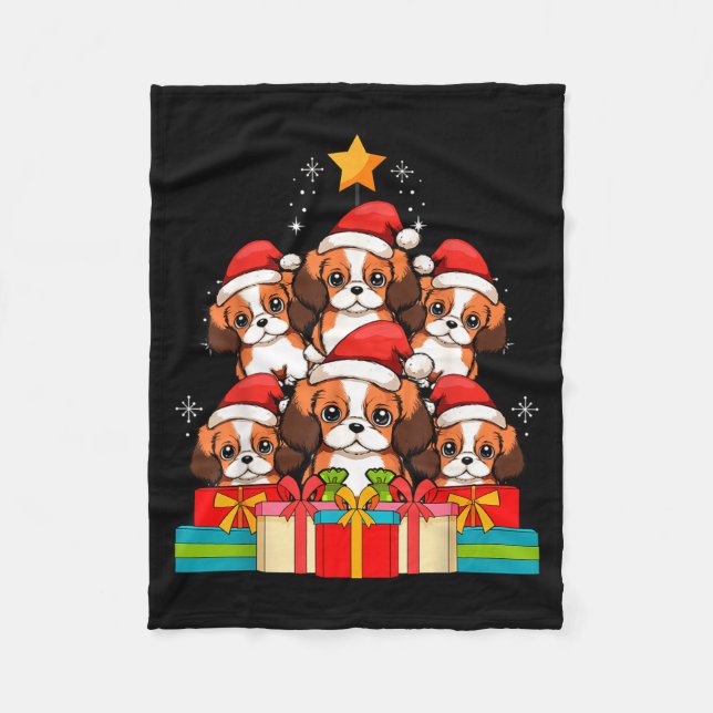 Cute King Charles Cavalier Le Dog Christmas Tree X Fleecefilt (Framsidan)