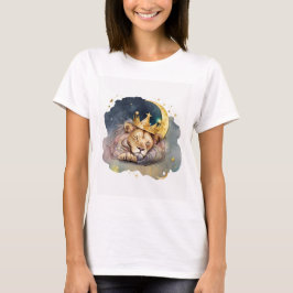 Cute  king Lion Sleeping On The Moon               T Shirt