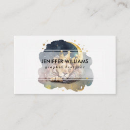 Cute  king Lion Sleeping On The Moon               Visitkort