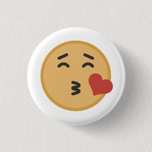 Cute Kiss Emoji Ansikte Tecknad Knapp