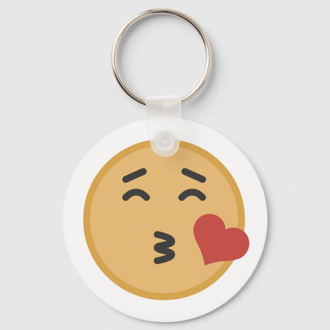 Cute Kiss Emoji Ansikte Tecknad Nyckelring (Framsida)