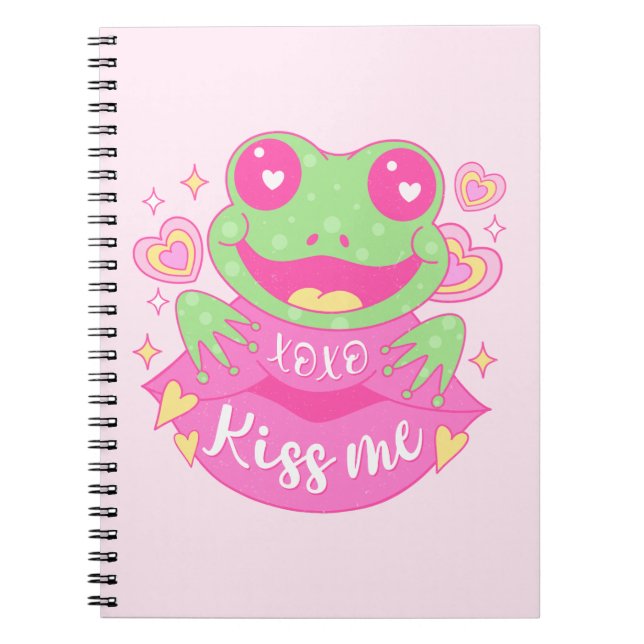 Cute Kiss Me Frog - Xoxo Anteckningsbok (Framsidan)