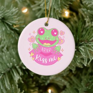 Cute Kiss Me Frog - Xoxo Julgransprydnad Keramik