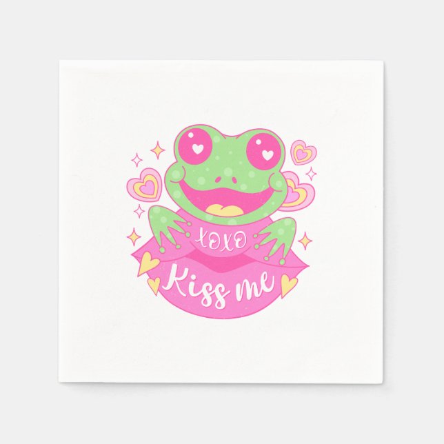Cute Kiss Me Frog - Xoxo Pappersservett (Framsidan)