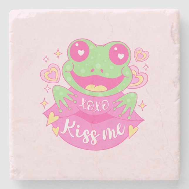 Cute Kiss Me Frog - Xoxo Stenunderlägg (Framsidan)