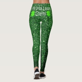 Cute Kiss My Lucky Charms Irish grönt glitter Leggings