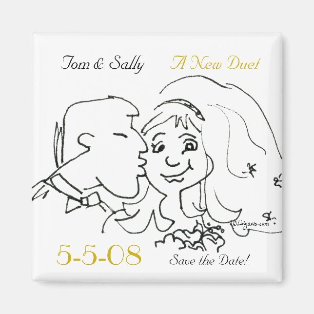 Cute Kiss Save Date Bröllop Magnets Magnet (Framsidan)