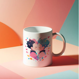 Cute Kissing Anime Boys Kaffemugg