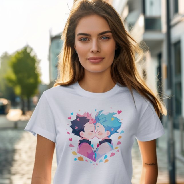 Cute Kissing Anime Boys T Shirt (Skapare uppladdad)