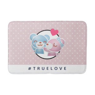Cute Kissing Bears Truelove på Polka dots Badrumsmatta