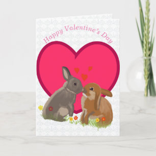 Cute Kissing Bunnies Valentineser Helgkort