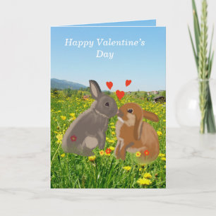 Cute Kissing Bunnies Valentineser Helgkort