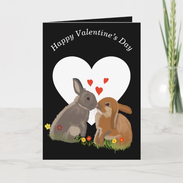 Cute Kissing Bunnies Valentineser Helgkort (Framsida)