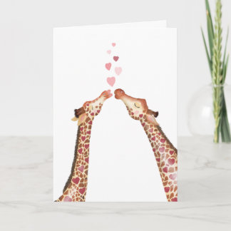 Cute kissing giraffes Valentine Day Card Kort