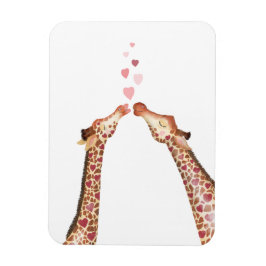 Cute kissing giraffes Valentines magnet