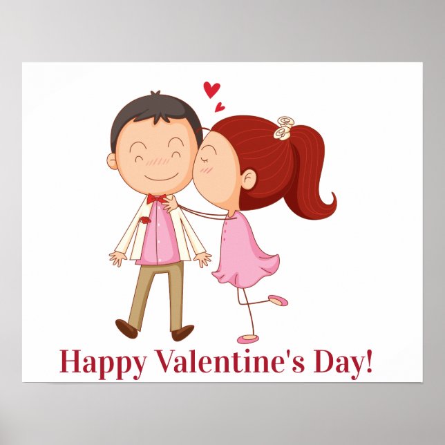 Cute Kissing lite Anpassade Valentine Poster (Framsidan)