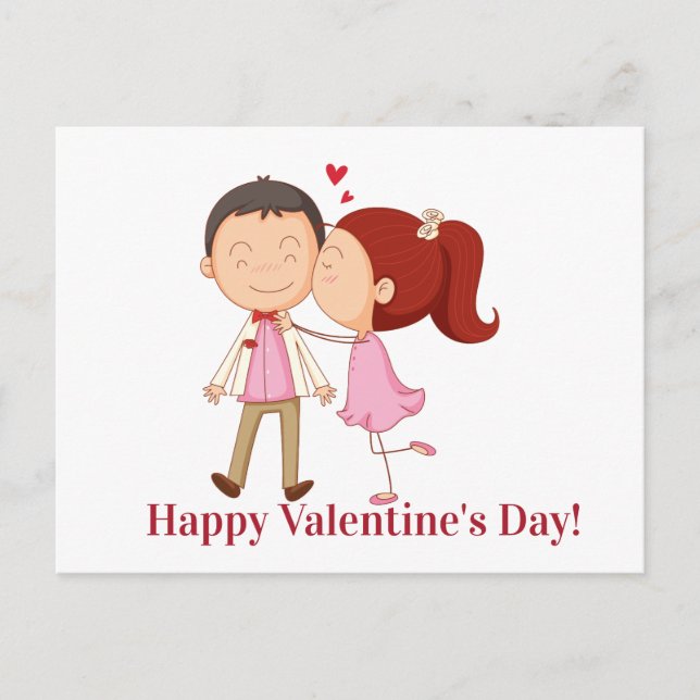 Cute Kissing lite Anpassade Valentine Vykort (Framsida)