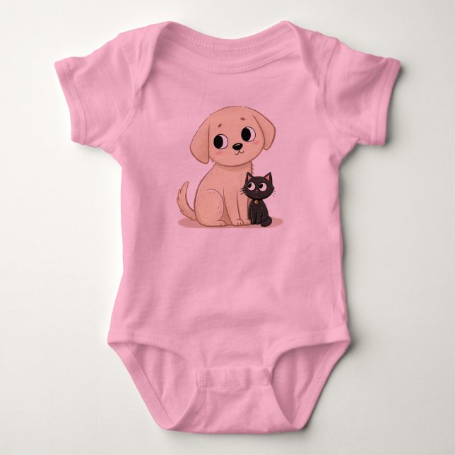 Cute Kitbull Design - Heartwarming Animal Duo. T Shirt (Framsida)