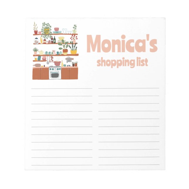 Cute Kitchen Illustration Livsmedel Shopping List Anteckningsblock (Framsida)