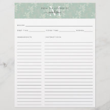 Cute Kitchen Monogram Teal Blommigt Botanipe