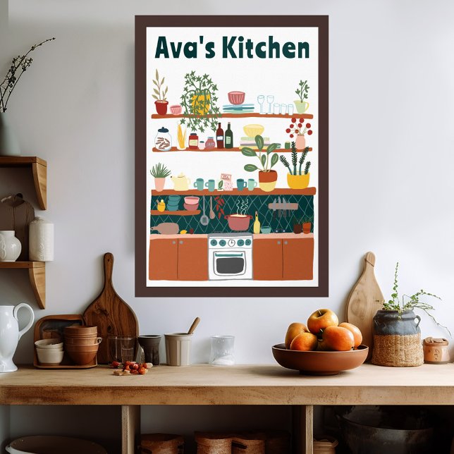 Cute Kitchen Shelof CUSTOM NAME Illustration Art Poster (Cute Kitchen Shelves CUSTOM NAME Illustration Art Poster
Wall Art Kitchen Decor )