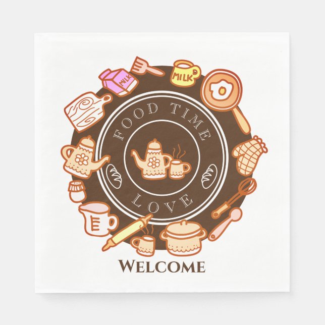 Cute Kitchenware Brown Pappersservett (Framsidan)