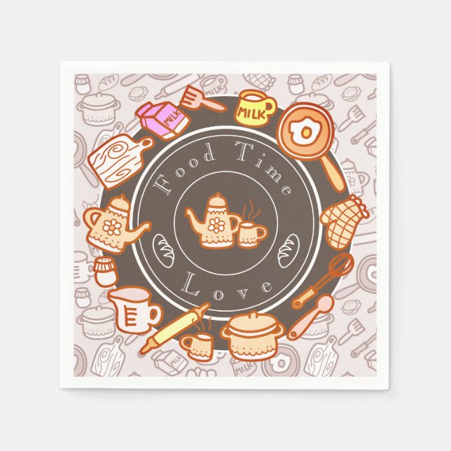 Cute Kitchenware Brown Pappersservett (Framsidan)