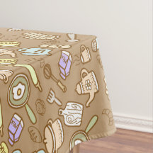 Cute Kitchenware Brown Tablecloth