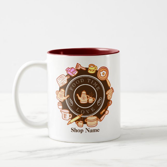 Cute Kitchenware Brown Två-Tonad Mugg (Vänster)