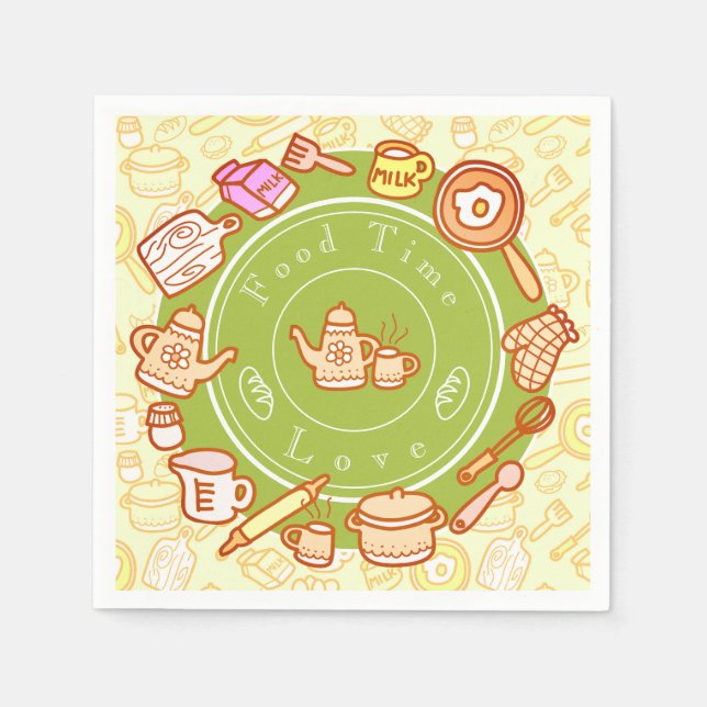 Cute Kitchenware-Grönt Pappersservett (Framsidan)