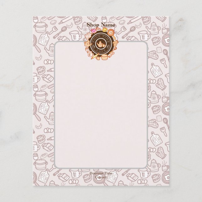 Cute Kitchenware Menu Brown Flygblad (Framsidan)