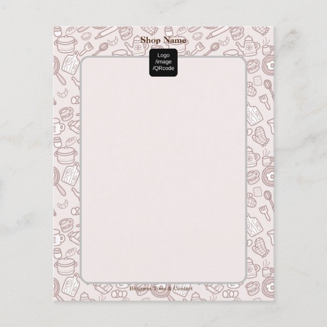 Cute Kitchenware Menu Brown Flygblad (Framsidan)