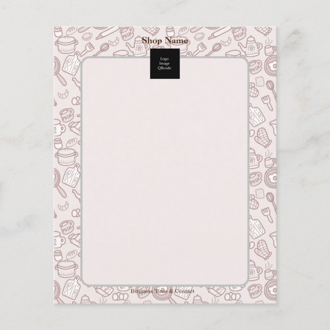 Cute Kitchenware Menu Brown Flygblad (Framsidan)