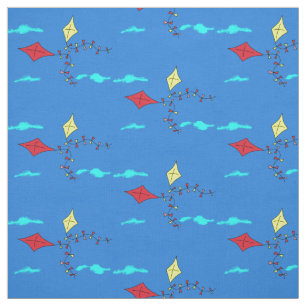 Cute Kite Blue Kids Mönster Tyg
