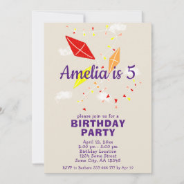 Cute Kites i Himmel Teckning Barns födelsedag Inbjudningar