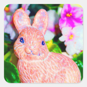 Cute Kitschy Bunny Rabbit Fyrkantigt Klistermärke