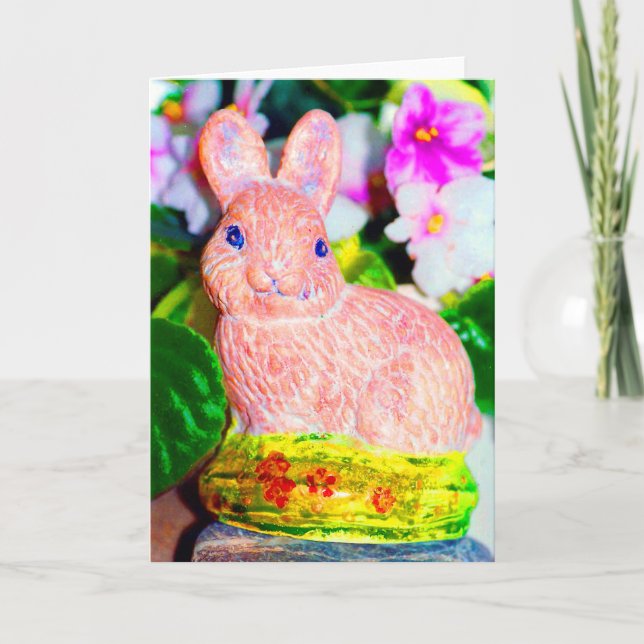 Cute Kitschy Bunny Rabbit Helgkort (Framsida)