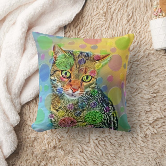 Cute kitten - abstrakt - färglös målning kudde (Filt)