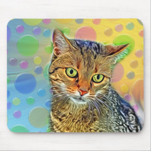Cute kitten - abstrakt - färglös målning musmatta