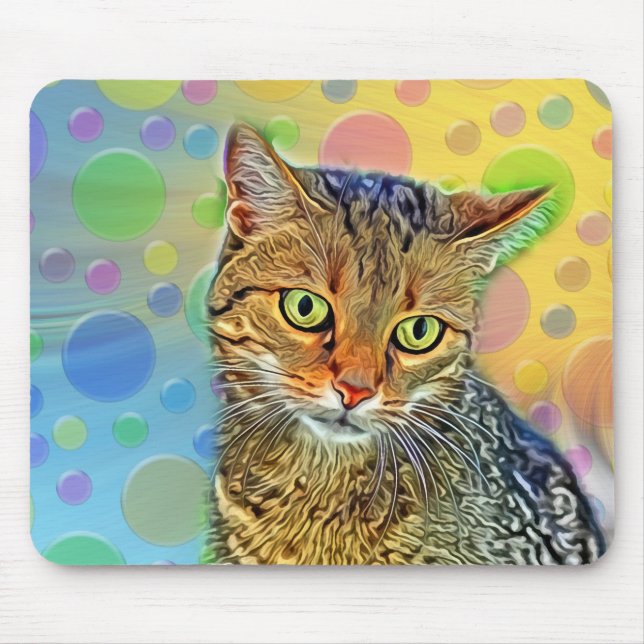 Cute kitten - abstrakt - färglös målning musmatta (Framsidan)